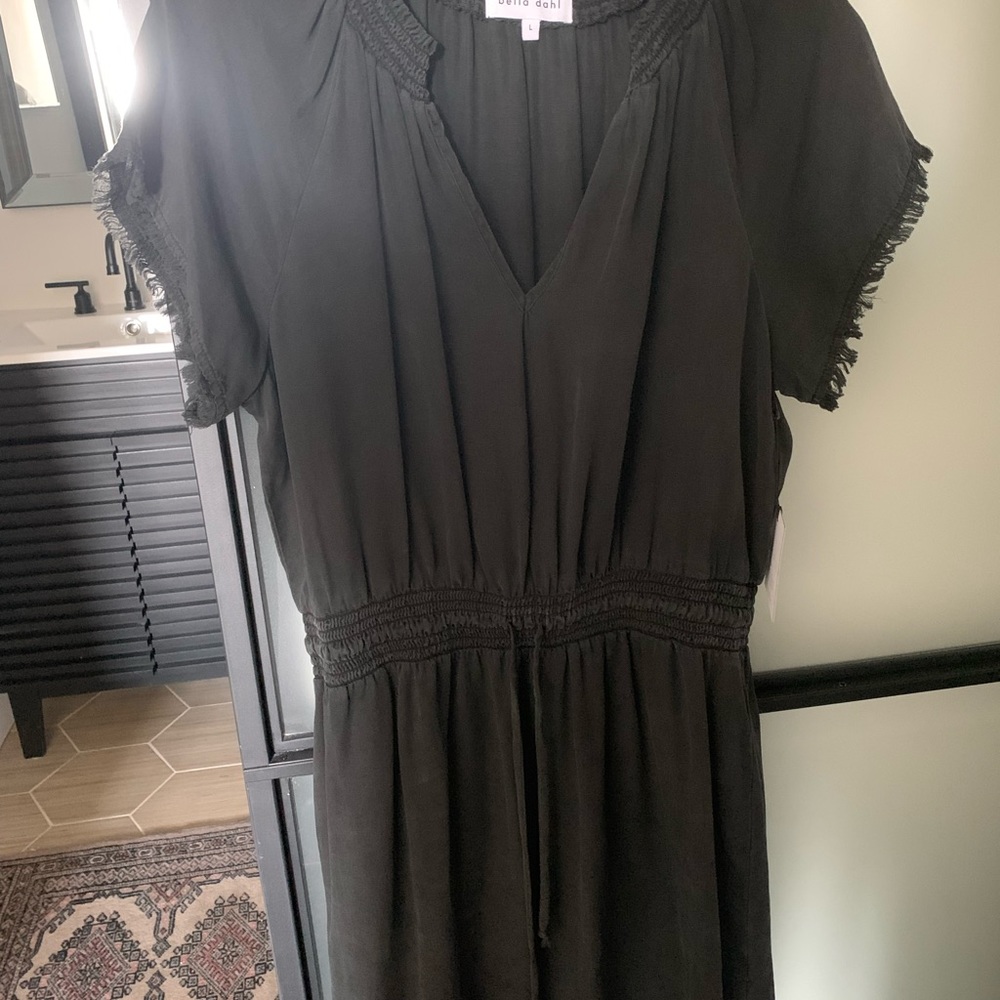 One piece black drawstring shift